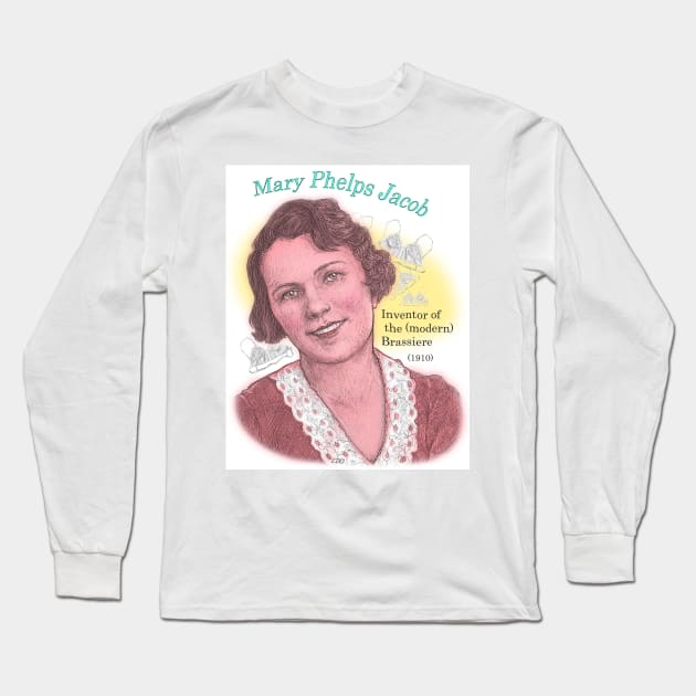 Mary Phelps Jacob, Inventor of the Modern Bra Long Sleeve T-Shirt by eedeeo